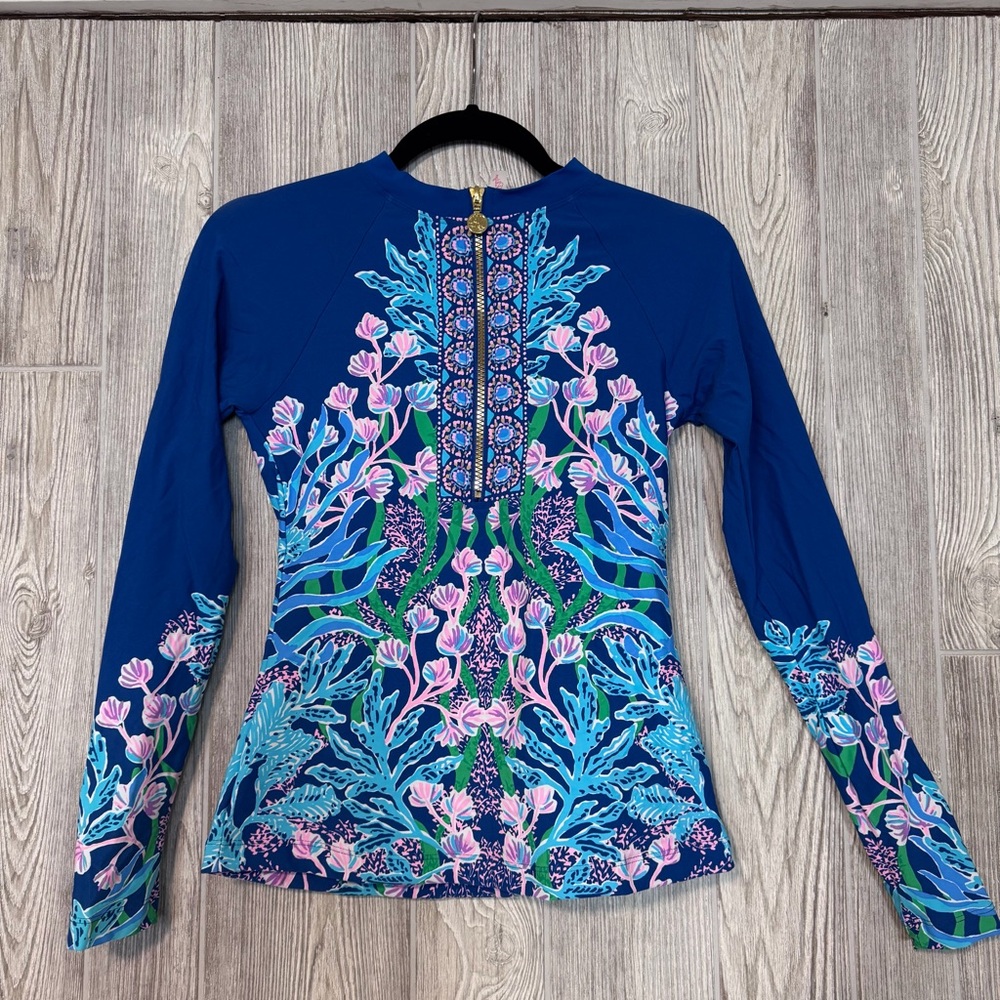 Lilly Pulitzer Vibrant Blue Floral UPF 50 Rashguard